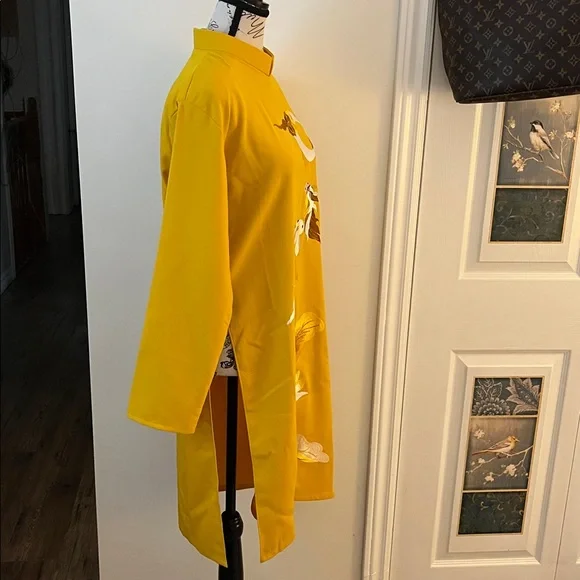 Elegant Yellow Floral Tunic Dress - Picture 4 of 11